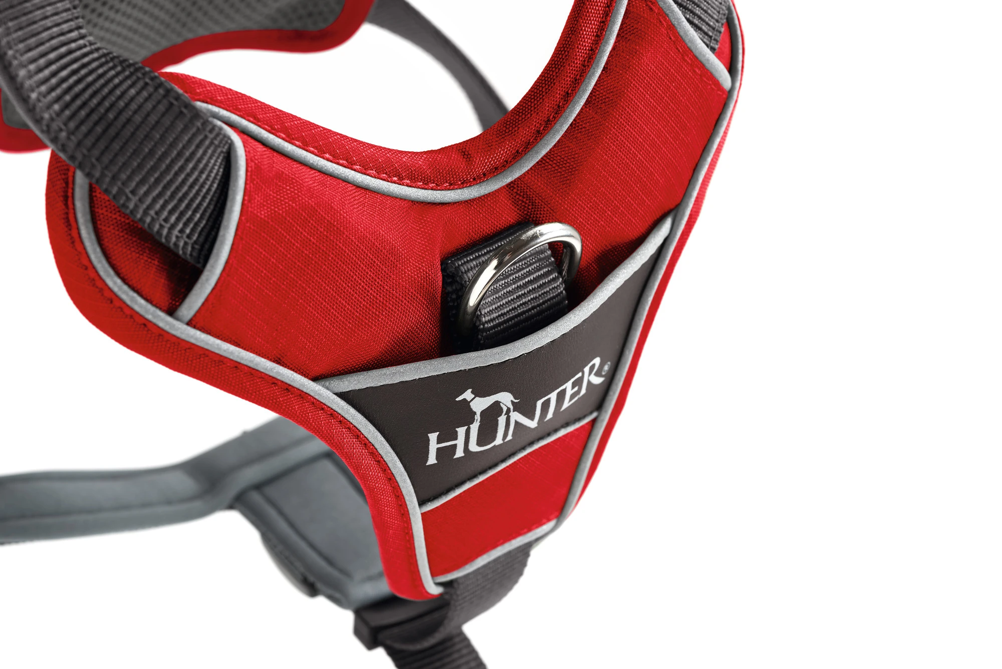 Hunter Divo hundesele M rød/grå just mave 56-73 cm - Stabil pasform og aktiv komfort